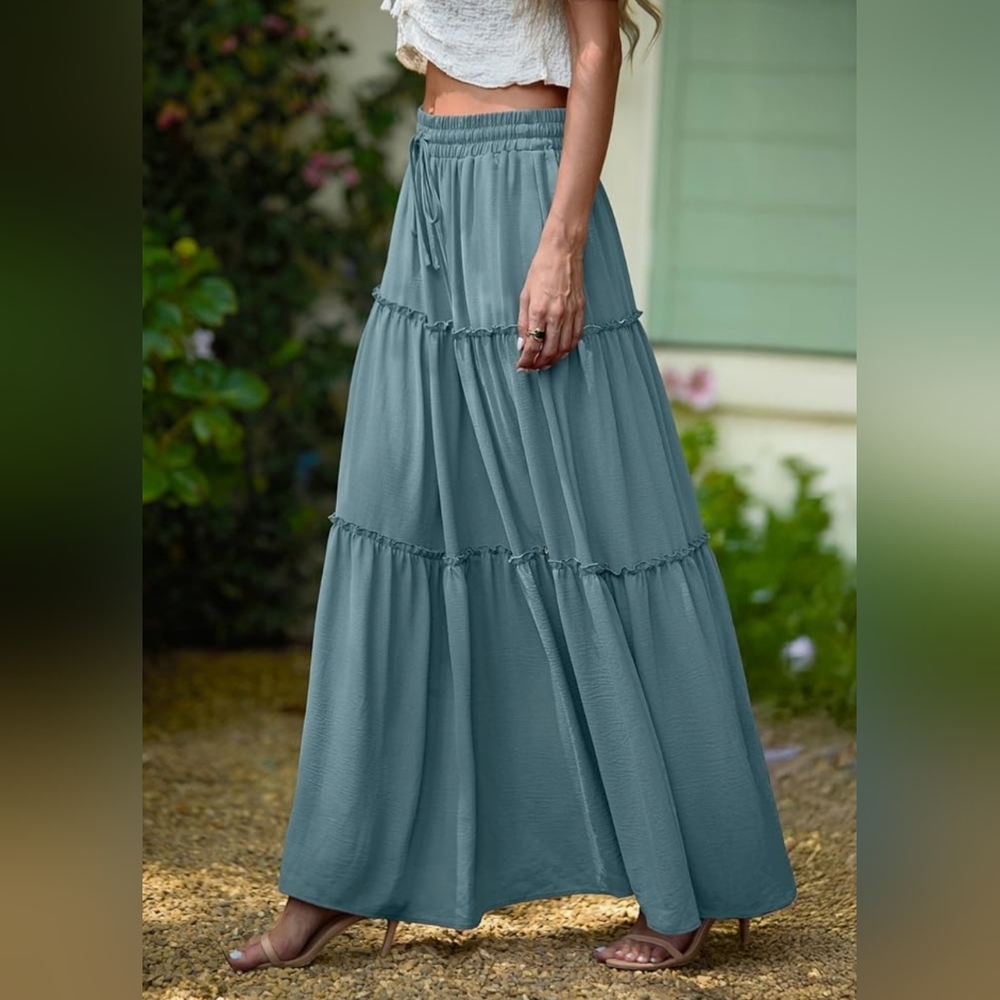 Elegant Blue Maxi Skirt - Picture 4 of 6